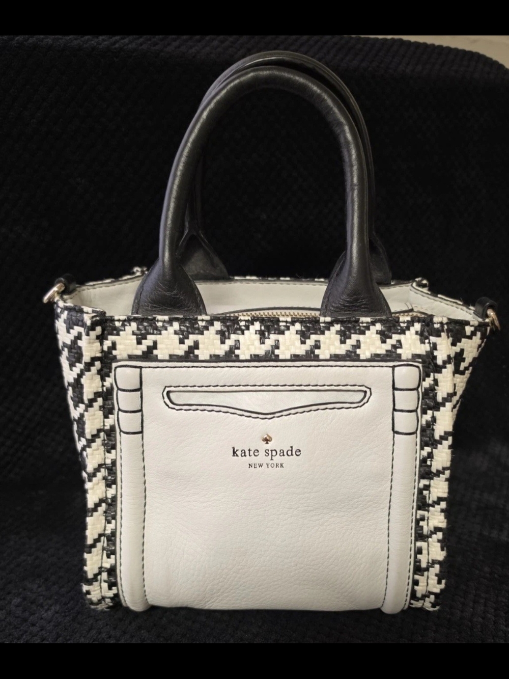 Kate Spade Classic Black & White Houndstooth Tote Claremont Drive Marcella Line